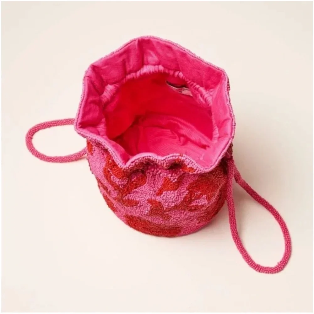 Kate Spade x Target Beaded Classic Rose Drawstring Bucket Bag - Pink/Red - Picture 3 of 5